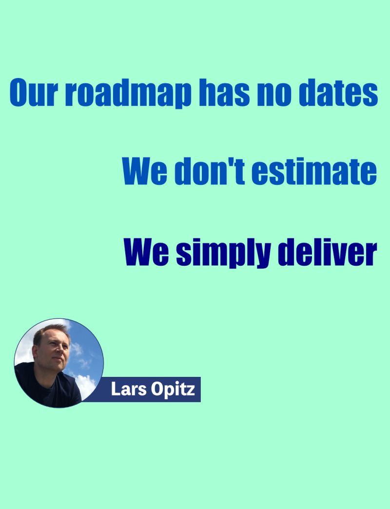Our Roadmap has no release date, we don't estimate, we simply deliver
